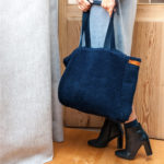 sac cabas fausse fourrure et cuir - fluffy, mouton marine