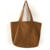 sac cabas en velours cote bleu camel fait à la main en france