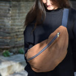 nuee sac banane maxi XXL cognac makia velours côtelé