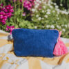 Trousse de toilette en tissu éponge absorbant avec doublure en wax coloré du Sénégal