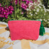 Trousse de toilette en tissu éponge absorbant avec doublure en wax coloré du Sénégal